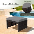 2 Pieces Patio Rattan Ottomans with Soft Cushion for Patio and Garden - Gallery View 9 of 44