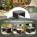 2 Pieces Patio Rattan Ottomans with Soft Cushion for Patio and Garden - Gallery View 2 of 44