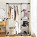  Freestanding Clothes Organizer Rack with Shelves and Hanging Rods
