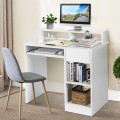 Modern Computer Desk with 2-Tier Storage Shelves Drawer and Keyboard Tray - Gallery View 6 of 18