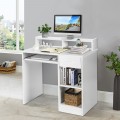 Modern Computer Desk with 2-Tier Storage Shelves Drawer and Keyboard Tray - Gallery View 7 of 18