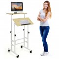 Height Adjustable Mobile Standing Desk with Rolling Wheels for Office and Home - Gallery View 8 of 24