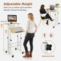 Height Adjustable Mobile Standing Desk with Rolling Wheels for Office and Home - Gallery View 10 of 24