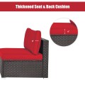 2 Pieces Patio Rattan Armless Sofa Set with 2 Cushions and 2 Pillows - Gallery View 34 of 58