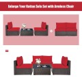2 Pieces Patio Rattan Armless Sofa Set with 2 Cushions and 2 Pillows - Gallery View 28 of 58
