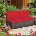2 Pieces Patio Rattan Armless Sofa Set with 2 Cushions and 2 Pillows - Gallery View 29 of 58