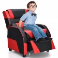 Kids Youth PU Leather Gaming Sofa Recliner with Headrest and Footrest - Gallery View 34 of 65