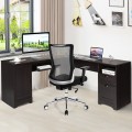 66 x 66 Inch L-Shaped Writing Study Workstation Computer Desk with Drawers - Gallery View 9 of 36