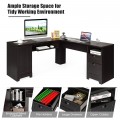 66 x 66 Inch L-Shaped Writing Study Workstation Computer Desk with Drawers - Gallery View 5 of 36