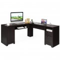 66 x 66 Inch L-Shaped Writing Study Workstation Computer Desk with Drawers - Gallery View 11 of 36