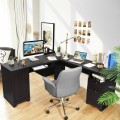 66 x 66 Inch L-Shaped Writing Study Workstation Computer Desk with Drawers - Gallery View 6 of 36