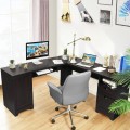 66 x 66 Inch L-Shaped Writing Study Workstation Computer Desk with Drawers - Gallery View 8 of 36