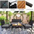 4 Pieces Patio Rattan Furniture Set Sofa Chair Coffee Table with Cushion