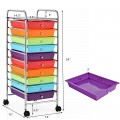 Rolling Storage Cart Organizer with 10 Compartments and 4 Universal Casters - Gallery View 49 of 66
