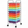 Rolling Storage Cart Organizer with 10 Compartments and 4 Universal Casters - Gallery View 48 of 66