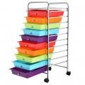 Rolling Storage Cart Organizer with 10 Compartments and 4 Universal Casters - Gallery View 53 of 66