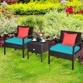 3 Pieces PE Rattan Wicker Sofa Set with Washable and Removable Cushion for Patio - Gallery View 18 of 36