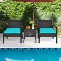 3 Pieces PE Rattan Wicker Sofa Set with Washable and Removable Cushion for Patio - Gallery View 13 of 36