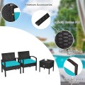 3 Pieces PE Rattan Wicker Sofa Set with Washable and Removable Cushion for Patio - Gallery View 24 of 36