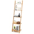 5-Tier Ladder Shelf Modern Bamboo Leaning Bookshelf Ladder Bookcase - Gallery View 6 of 12
