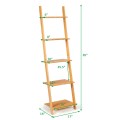 5-Tier Ladder Shelf Modern Bamboo Leaning Bookshelf Ladder Bookcase - Gallery View 12 of 12