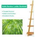 5-Tier Ladder Shelf Modern Bamboo Leaning Bookshelf Ladder Bookcase - Gallery View 9 of 12
