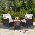 3 Pieces Solid Wood Frame Patio Rattan Furniture Set - Gallery View 1 of 48