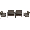 4 Pieces Patio Rattan Cushioned Furniture Set with Loveseat and Table - Gallery View 21 of 25