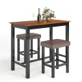 3 Piece Set Pub Dining Table with Stools