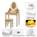 3 Drawers Lighted Mirror Vanity Dressing Table Stool Set - Gallery View 10 of 22