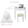 3 Drawers Lighted Mirror Vanity Dressing Table Stool Set - Gallery View 5 of 22