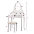 3 Drawers Lighted Mirror Vanity Dressing Table Stool Set - Gallery View 4 of 22