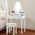 3 Drawers Lighted Mirror Vanity Dressing Table Stool Set - Gallery View 1 of 22