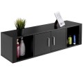 Wall Mounted Floating 2 Door Desk Hutch Storage Shelves - Gallery View 10 of 23