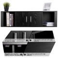 Wall Mounted Floating 2 Door Desk Hutch Storage Shelves - Gallery View 11 of 23
