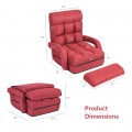 Folding Lazy Floor Chair Sofa with Armrests and Pillow - Gallery View 14 of 40