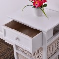 3 Tiers Wooden Storage Nightstand with 2 Baskets and 1 Drawer - Gallery View 11 of 23