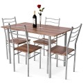 5 Pieces Wood Metal Dining Table Set with 4 Chairs - Gallery View 18 of 26