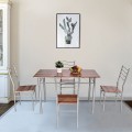 5 Pieces Wood Metal Dining Table Set with 4 Chairs - Gallery View 14 of 26