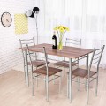 5 Pieces Wood Metal Dining Table Set with 4 Chairs - Gallery View 13 of 26
