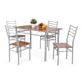 5 Pieces Wood Metal Dining Table Set with 4 Chairs - Gallery View 17 of 26