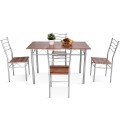 5 Pieces Wood Metal Dining Table Set with 4 Chairs - Gallery View 19 of 26