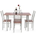 5 Pieces Wood Metal Dining Table Set with 4 Chairs - Gallery View 20 of 26