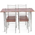 5 Pieces Wood Metal Dining Table Set with 4 Chairs - Gallery View 21 of 26