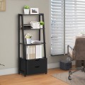 4-Tier Ladder Bookshelf Storage Display with 2 Drawers - Gallery View 2 of 10