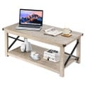 43.5 Inch Rustic Coffee Table with Storage Shelf