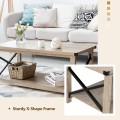 43.5 Inch Rustic Coffee Table with Storage Shelf - Gallery View 5 of 12