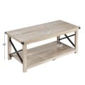43.5 Inch Rustic Coffee Table with Storage Shelf