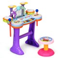 3-in-1 Kids Piano Keyboard Drum Set with Music Fountain