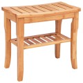 Bathroom Bamboo Shower Chair Bench with Storage Shelf - Gallery View 3 of 11
